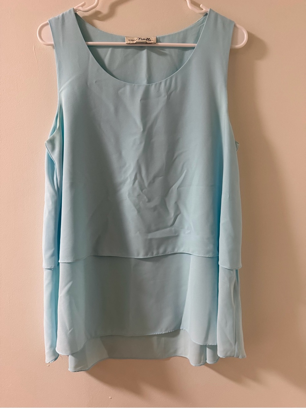 Simply Noelle Camisole Women L/XL Light Blue Good Layered Chiffon Scoop Neck